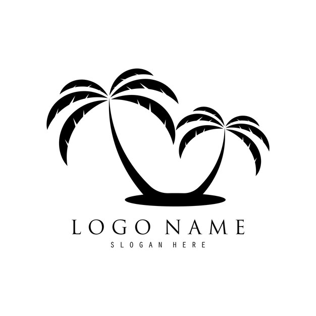 Skabelon med sommerlogo med palmetræ – vektorillustration