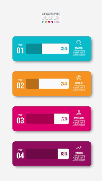 Skabelon til infografik med forretningskoncept og arbejdsgange