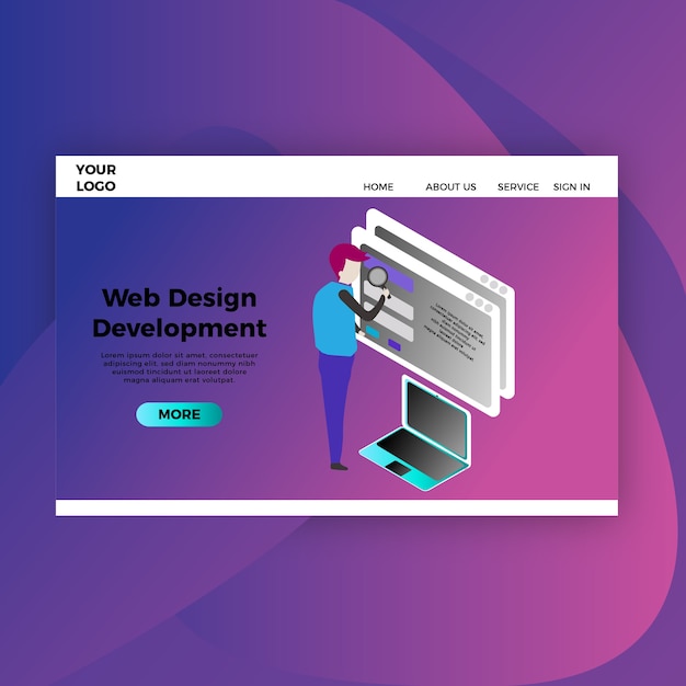 Skabelon til landingsside med webdesignkoncept