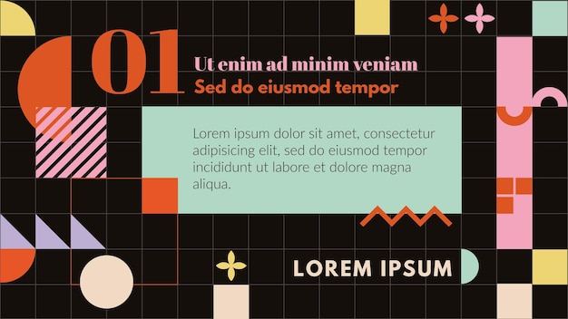 Skabelon til redigerbar tekst med farverig geometri