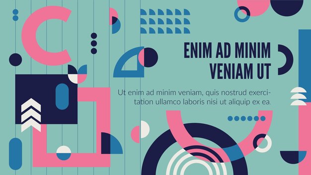 Skabelon til redigerbar tekst med farverig geometri