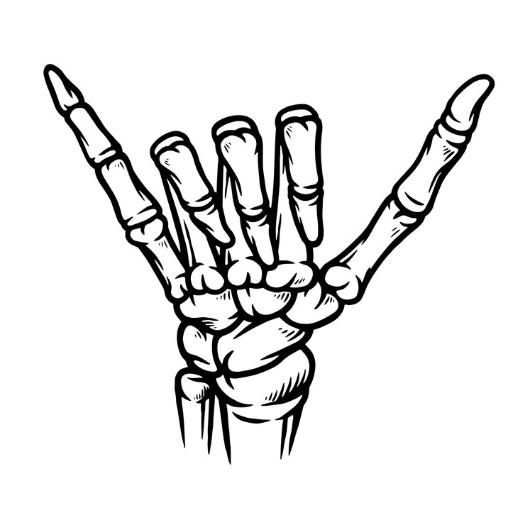 Vektör skeleton chill hand sign line illustration