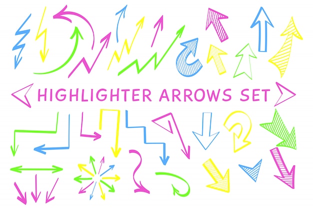 Sketch arrow pointer highlight marker set