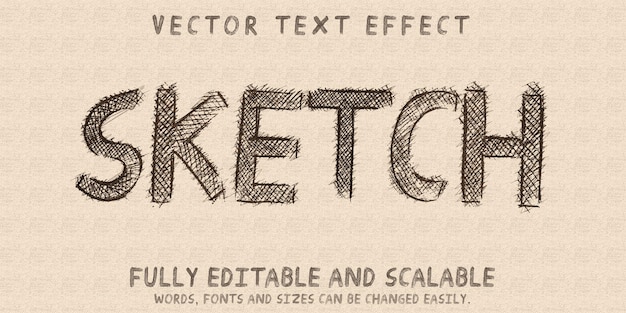 sketch drawing text effect, editable doodle and scribble text style