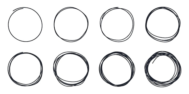 Sketch frames Simple handwriting frame doodle scribble circle elements flat vector illustration set