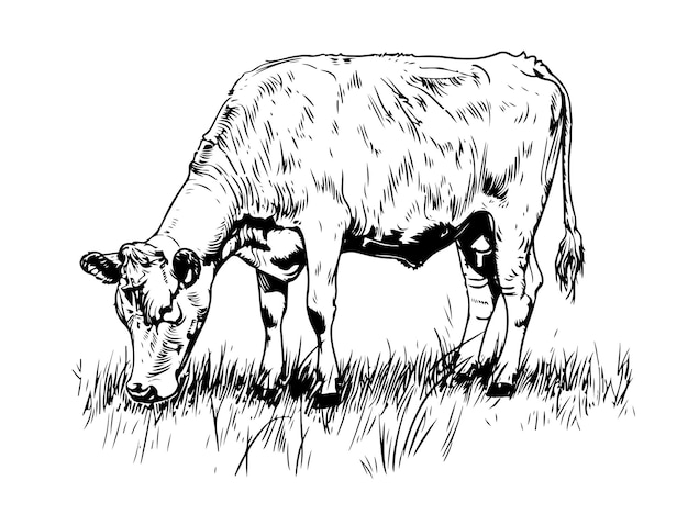 sketch of cow drawn by hand