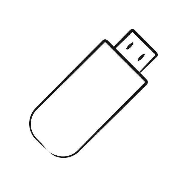 Sketch of USB flash drives isolated Contour technologies Linear office facility Pencil drawing of object