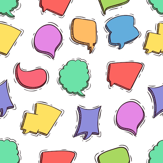 sketch or doodle style of speech bubbles seamless pattern