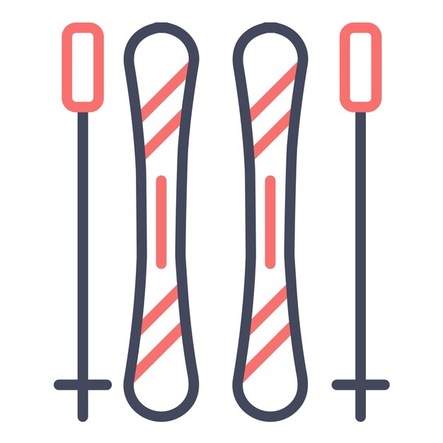 Skiing Vector Illustration Style