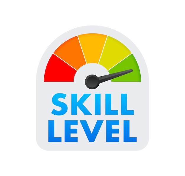 Skill Level Meter measuring scale Skill Level speedometer indicator Vector stock illustration