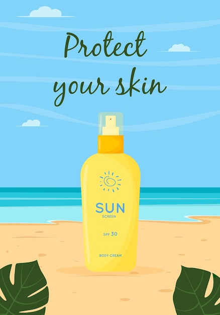 Skin care product Sun safety UV protection spray Tube of sunscreen product with SPF Summer cosmetic