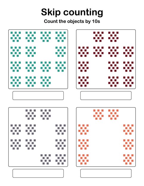 Skip counting - count the objects by 10s.