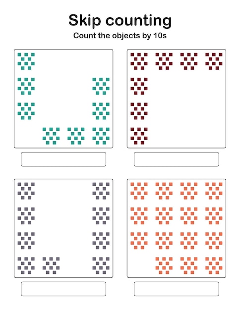 skip counting - count the objects by 10s.