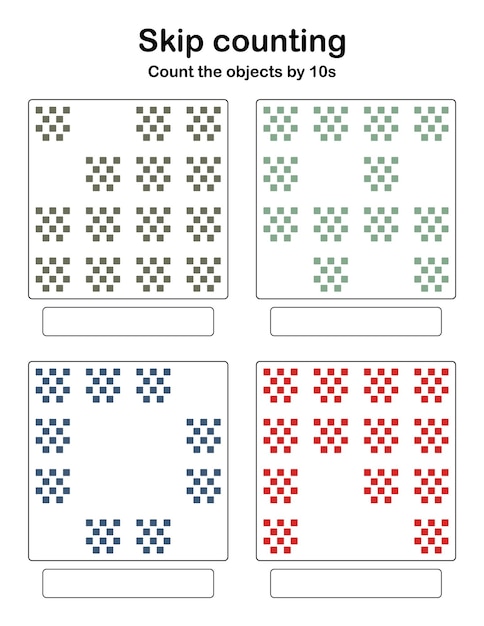skip counting - count the objects by 10s.