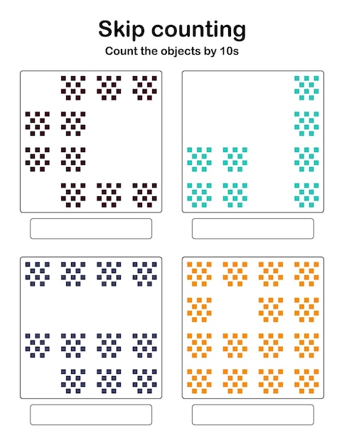 Skip counting - count the objects by 10s