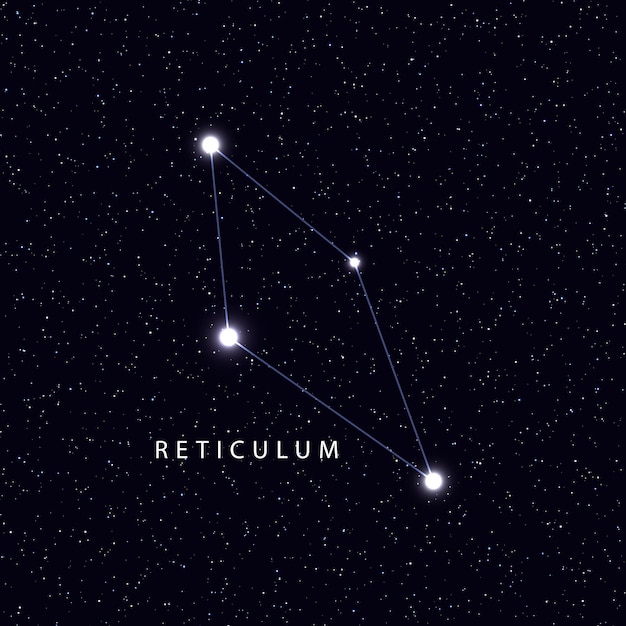 sky map with the name of the stars and constellations. astronomical symbol constellation reticulum