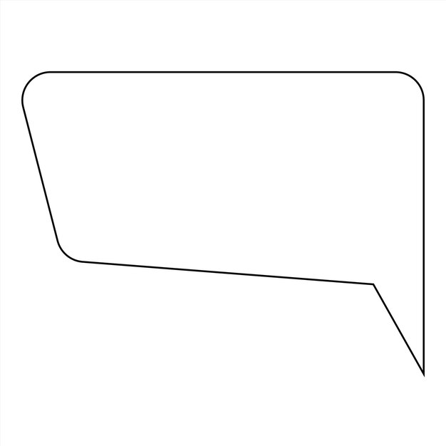 Slanted speech bubble outline with sharp corner stock vector