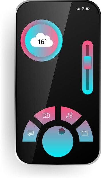 sleek smart device interface featuring weather and interactive menu design