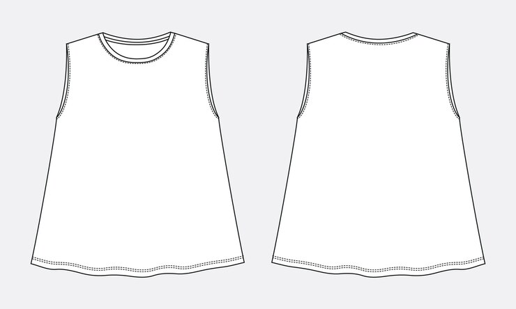 Vektor sleeveless dress design technical drawing vector illustration template for baby girls