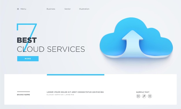 slide landing page or digital technology banner cloud service business concept vector
