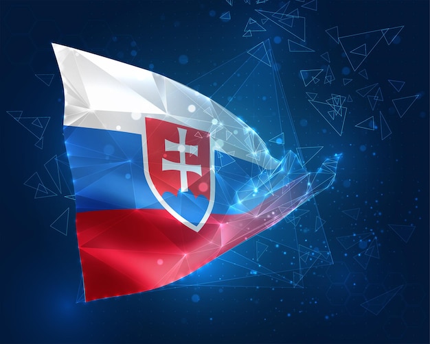 Slovakia virtual abstract 3D object from triangular polygons on a blue background