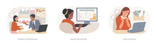 Small business loan isolated cartoon vector illustrations se