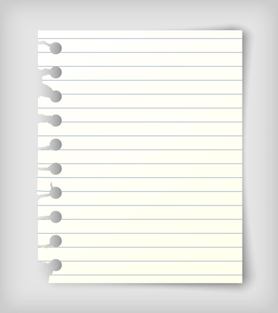 Small note paper sheet with lines, photo realistic vector illustration