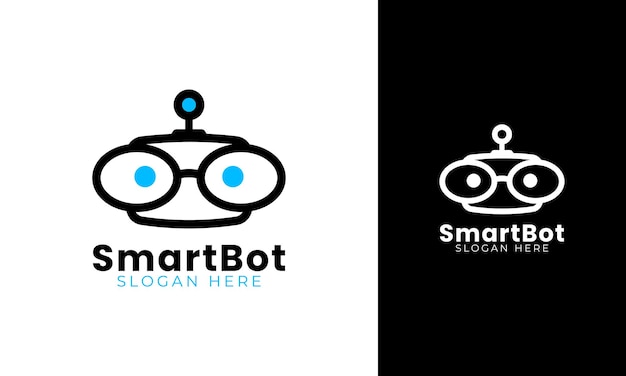 Smart bot logo design Robot symbol with smart concept and use glasses