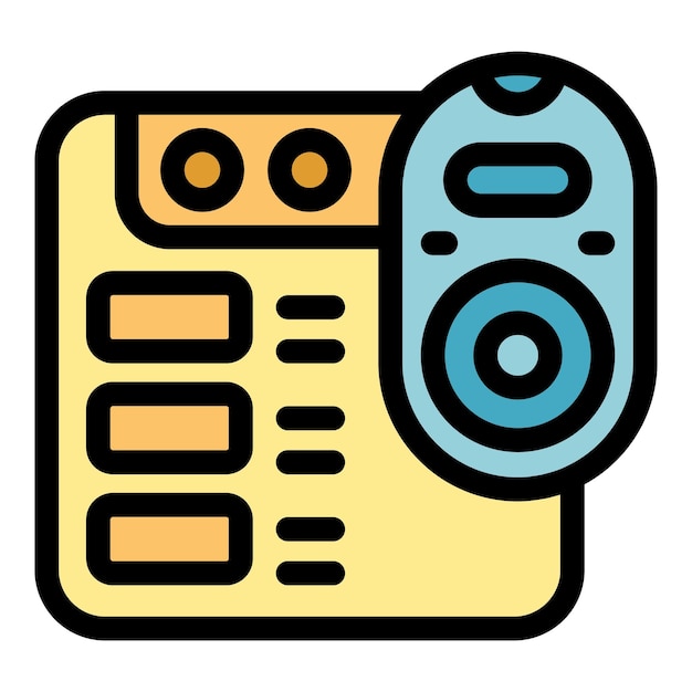 Smart box remote control icon outline vector Home video Internet game color flat