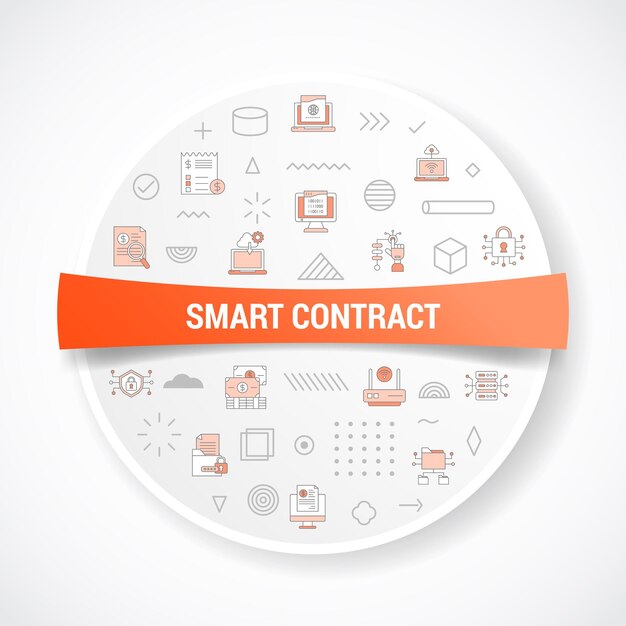 smart contract concept with icon concept with round or circle shape for badge vector illustration