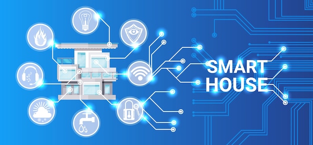 Smart House Technology Control System Icon Infographic 
