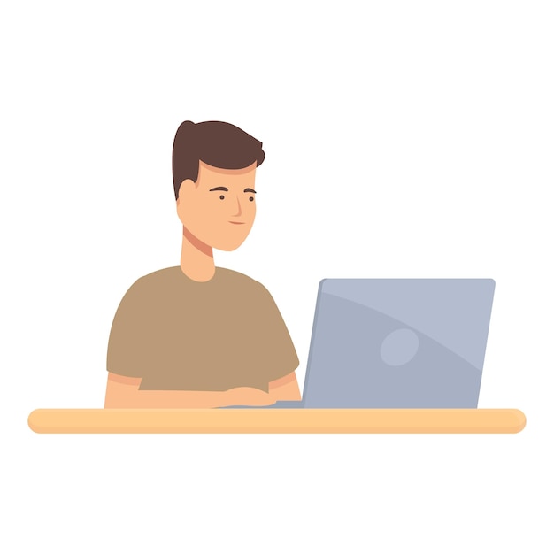 Smart kid icon cartoon vector Programming education Class project