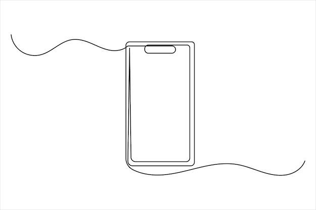 Smart phone icon continuous one line drawing with isolate simple outline vector illustration