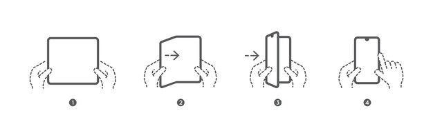 Smart Phone Tablet with Foldable Screen Step by step folding unfolding manual instructions Vector Isolated