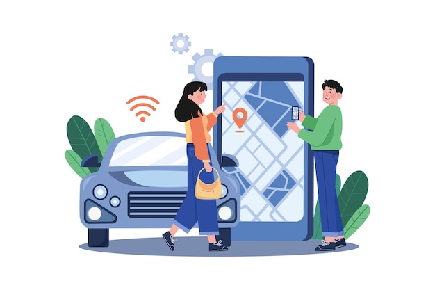 Smart Transport Illustration concept on white background