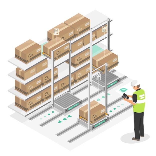 Smart Warehouse industrial Parts big store Autometic Robot working manage from tablet wms system
