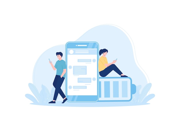 Smartphone battery performance trending concept flat illustration