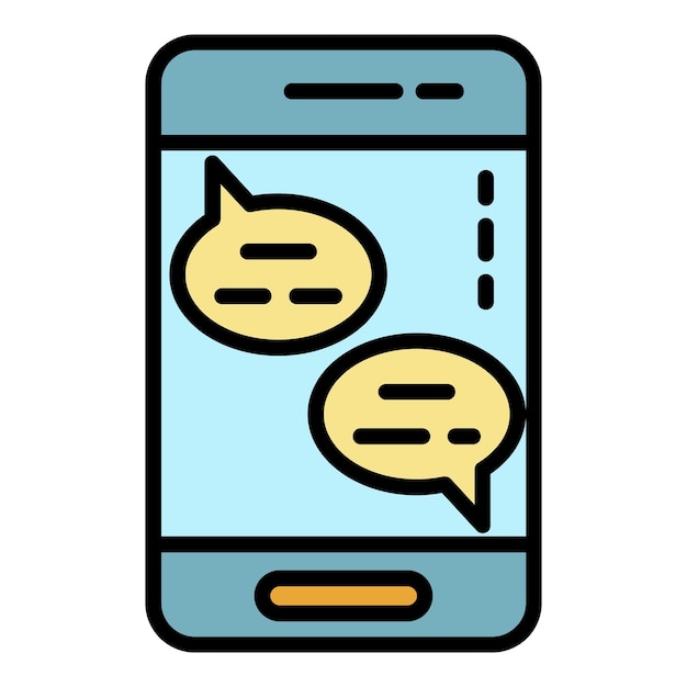 Smartphone chat icon Outline smartphone chat vector icon color flat isolated