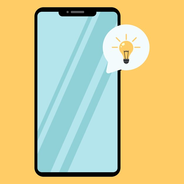 smartphone important notice image of a shining light bulb