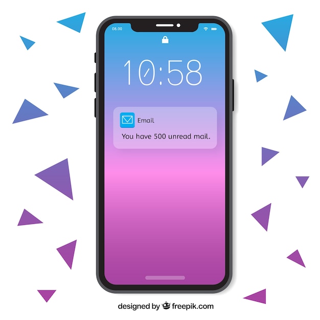 Smartphone med gradient wallpaper