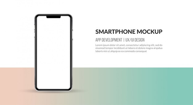 Smartphone mockup med tom skærm, skabelon til appudvikling og UX/UI design