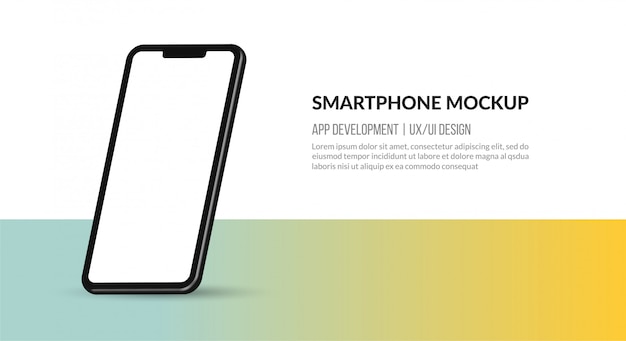Smartphone mockup med tom skærm, skabelon til appudvikling og UX/UI design