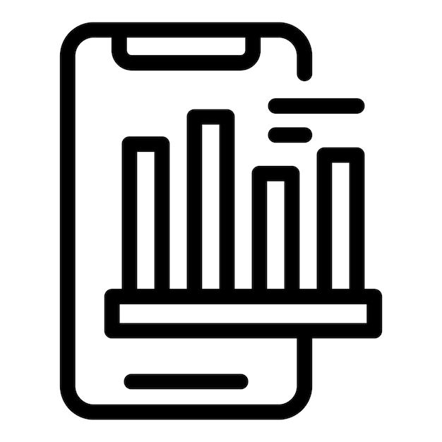 Smartphone showing growing bar chart icon
