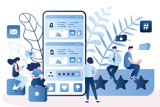 smartphone social network application Chatting and social communication people with smart gadgets