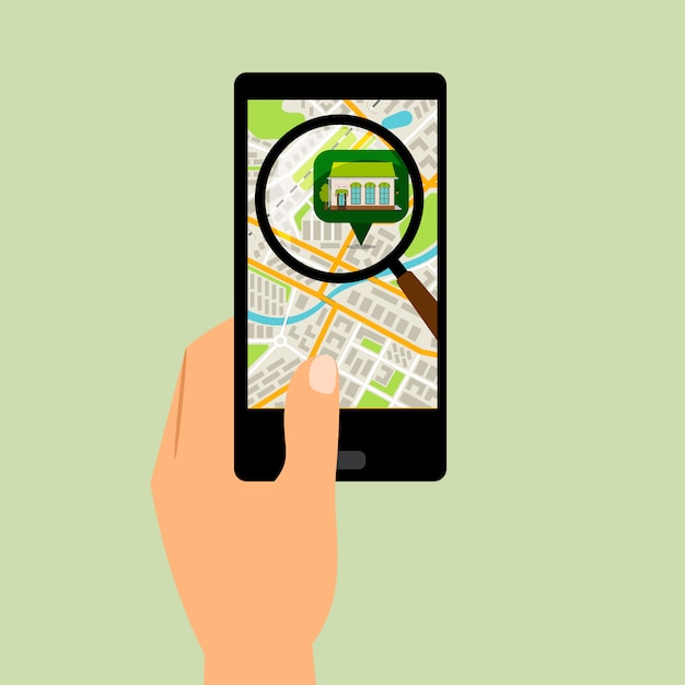 Smartphone with supermarket location map