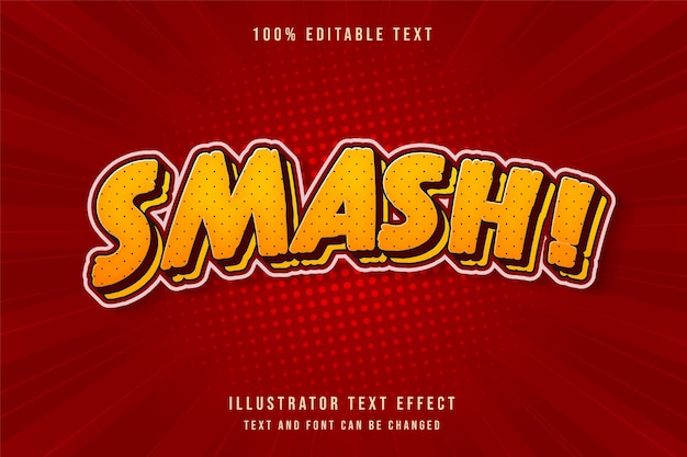 Smash!,3d editable text effect yellow gradation red shadow comic text style