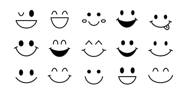 Smile emotion template smiling happy icons funny abstract vector design set vector illustration