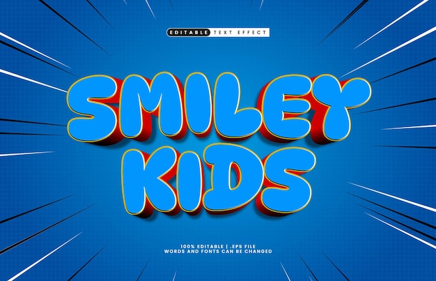 smiley kids editable text effect with a kids and game text style