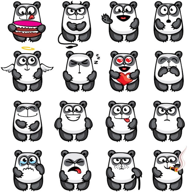 smiley pandas individually grouped for easy copy-n-paste.