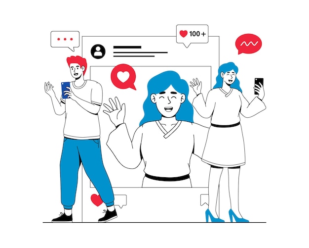 smiling Girl Takes a Selfie For Social Media